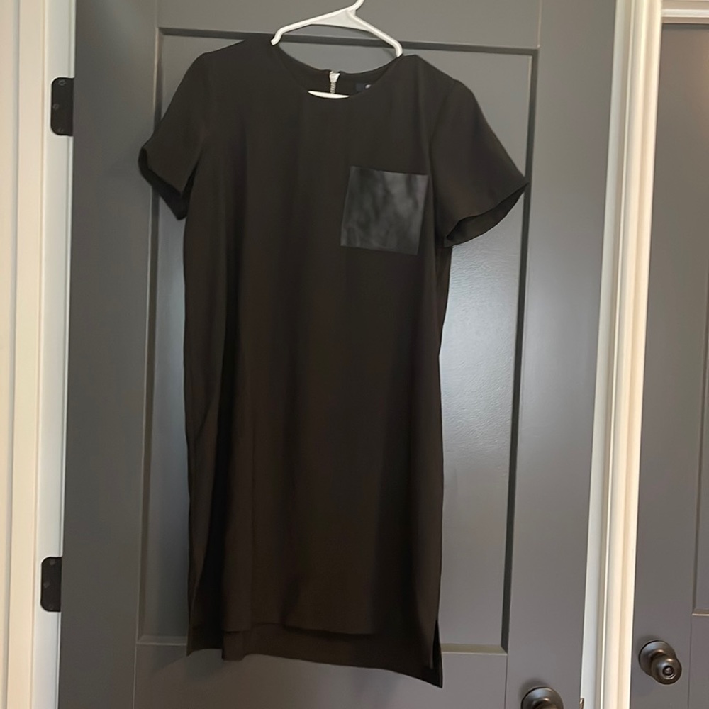 Madewell mini black dress with leather pocket